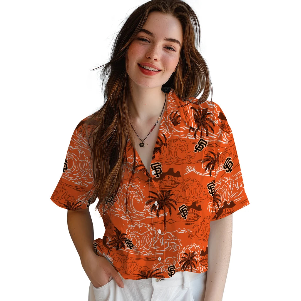 San Francisco Giants Hawaiian Shirt - Wave Palm | Moonbestprint
