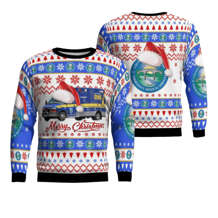 San Jose California Santa Clara County EMS Christmas Sweater 3D ? Usalast