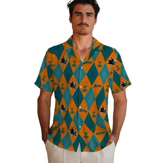 San Jose Sharks Hawaiian Shirt - Golfing Plaid | Moonbestprint