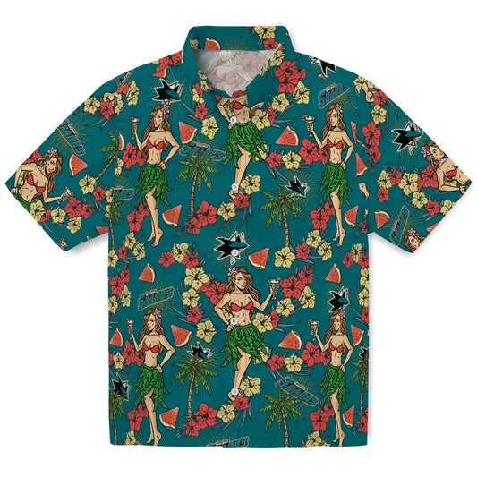 San Jose Sharks Hawaiian Shirt - Hawaiian Girls Design | Moonbestprint