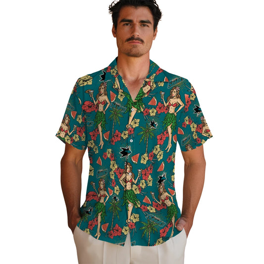 San Jose Sharks Hawaiian Shirt - Hawaiian Girls Design | Moonbestprint