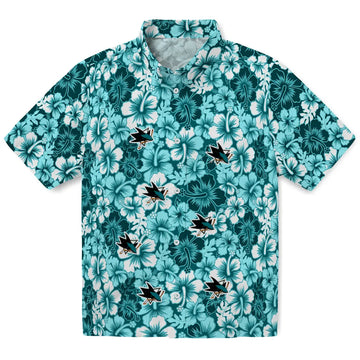 San Jose Sharks Hawaiian Shirt - Hibiscus Blooms | Moonbestprint
