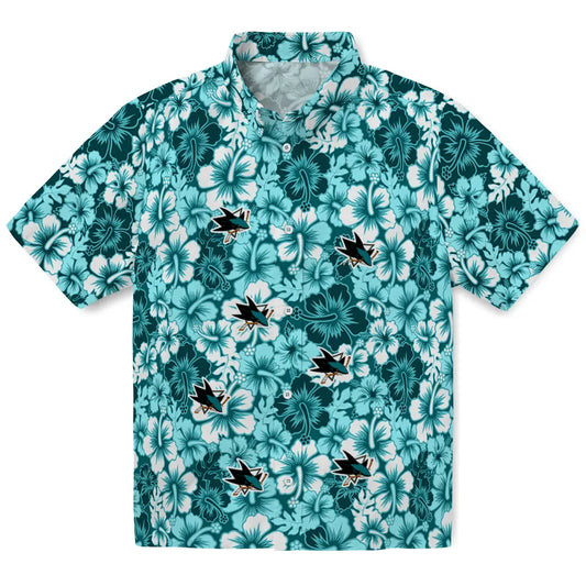 San Jose Sharks Hawaiian Shirt - Hibiscus Blooms | Moonbestprint
