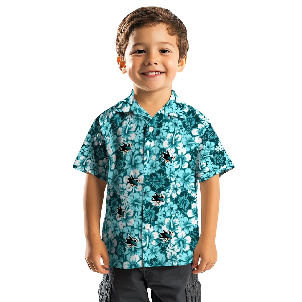 San Jose Sharks Hawaiian Shirt - Hibiscus Blooms | Moonbestprint