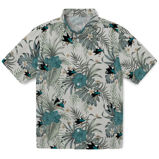 San Jose Sharks Hawaiian Shirt - Hibiscus Designs | Moonbestprint