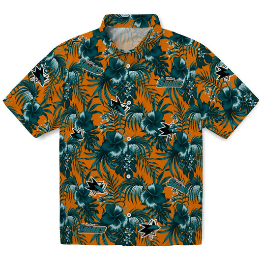 San Jose Sharks Hawaiian Shirt - Hibiscus Exotic | Moonbestprint