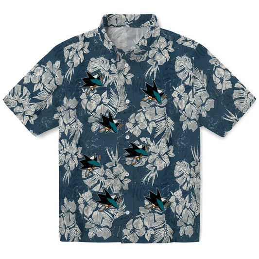 San Jose Sharks Hawaiian Shirt - Hibiscus Flowers | Moonbestprint