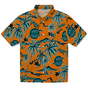 San Jose Sharks Hawaiian Shirt - Palm Sunset | Moonbestprint