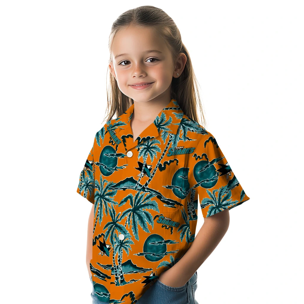 San Jose Sharks Hawaiian Shirt - Palm Sunset | Moonbestprint