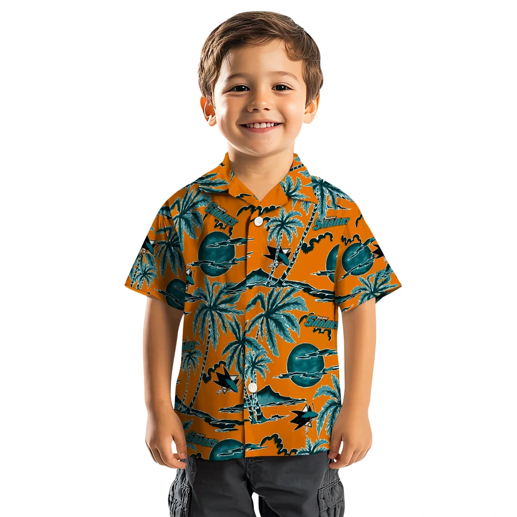 San Jose Sharks Hawaiian Shirt - Palm Sunset | Moonbestprint