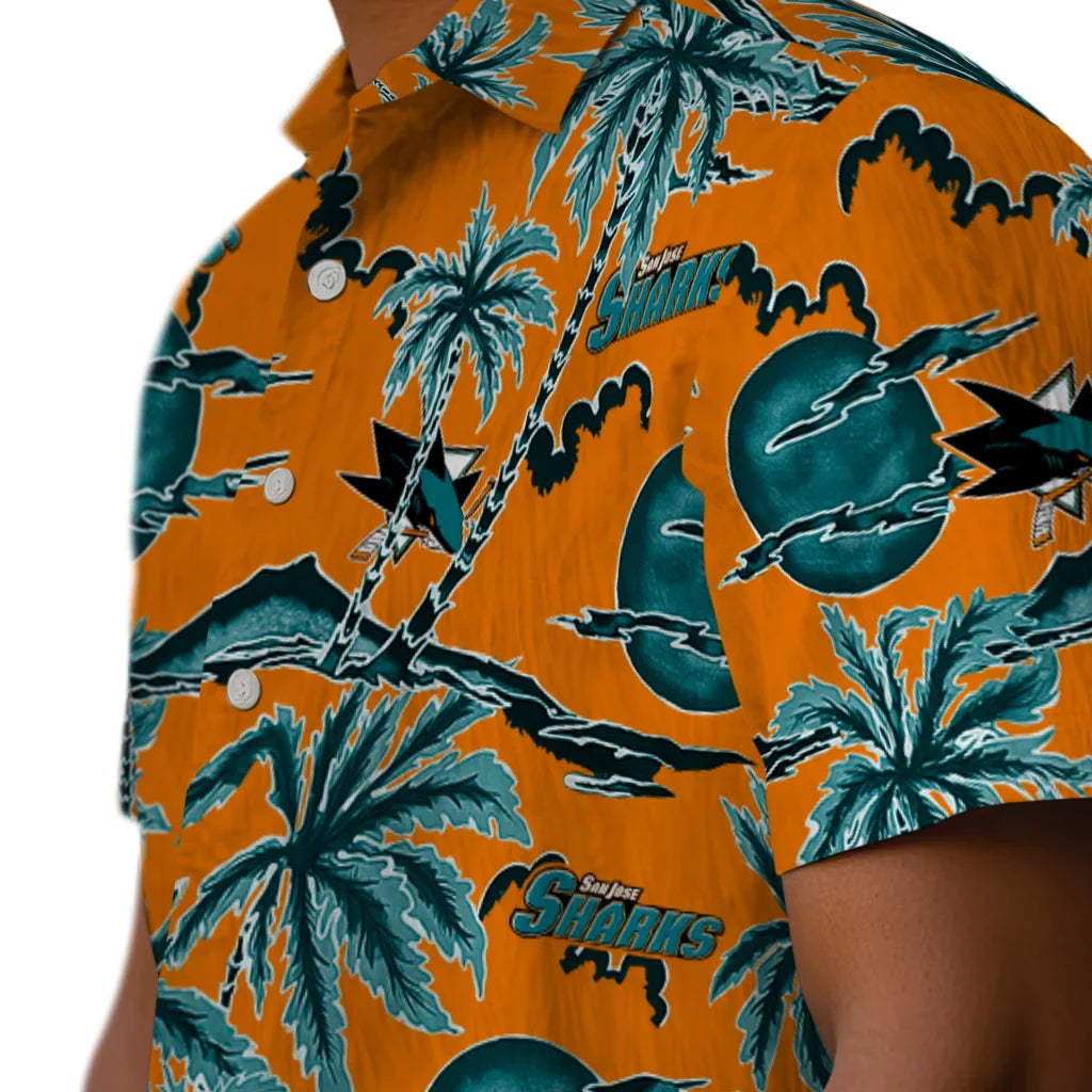 San Jose Sharks Hawaiian Shirt - Palm Sunset | Moonbestprint