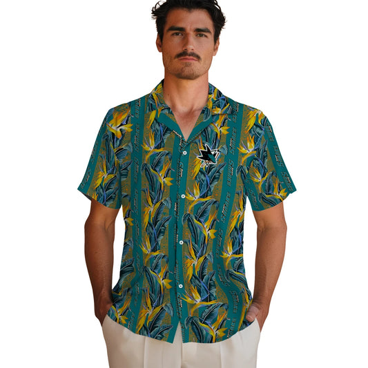 San Jose Sharks Hawaiian Shirt - Paradise Vines | Moonbestprint
