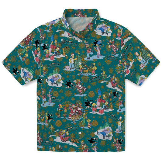 San Jose Sharks Hawaiian Shirt - Simpsons Christmas | Moonbestprint