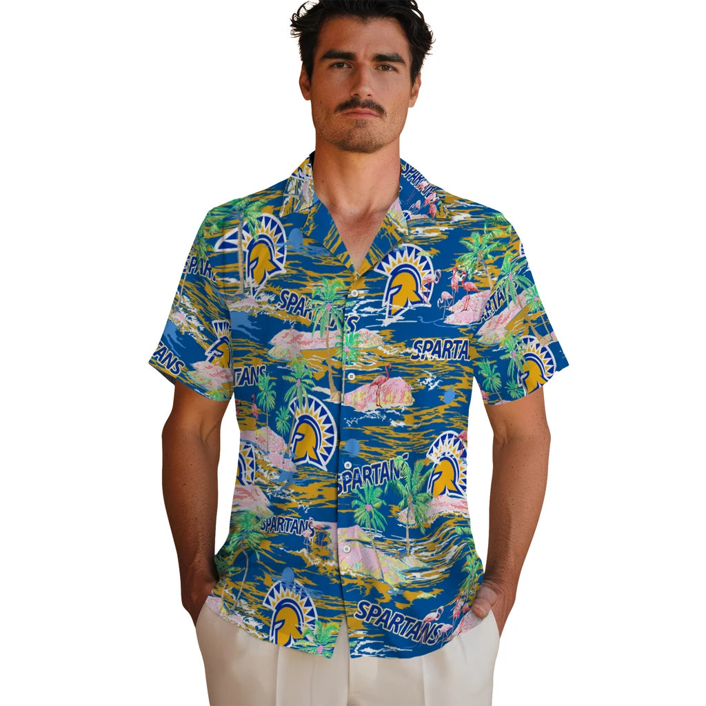 San Jose State Spartans Flamingo Retreat 2026 Hawaiian Shirt – Moonbestprint