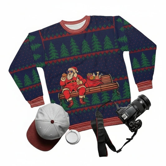 Santa Eating Burger Doing It For Hosmerry Xmas 3d Ugly Christmas Sweater ? Usalast
