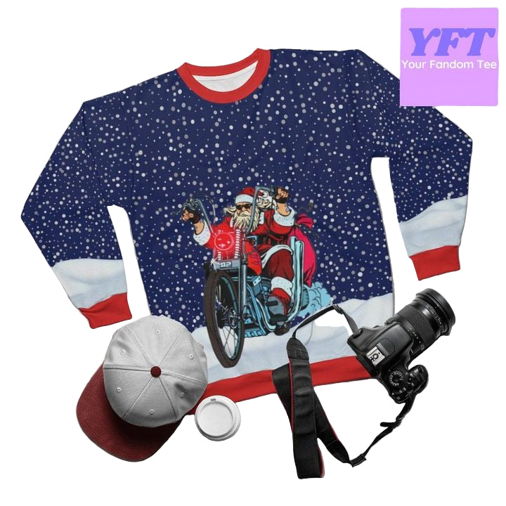 Santa Merry Driving Bike 3d Ugly Christmas Sweater ? Usalast