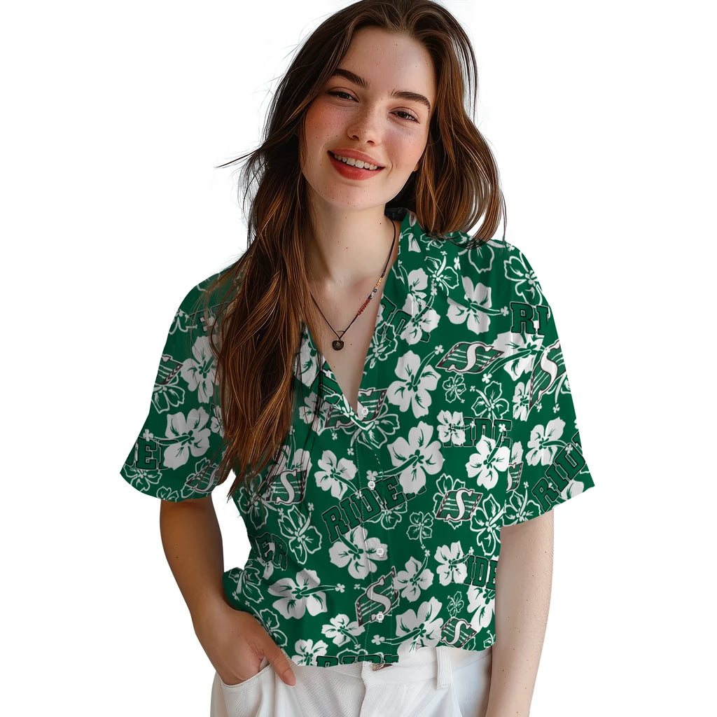 Saskatchewan Roughriders Hibiscus Bloom Hawaiian Shirt – Moonbestprint
