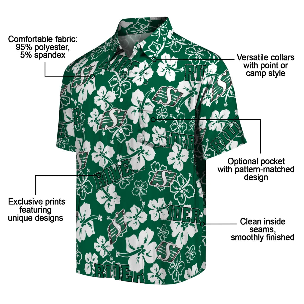 Saskatchewan Roughriders Hibiscus Bloom Hawaiian Shirt – Moonbestprint