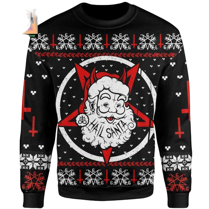 Satanic Christmas Sweater Hail Santa ? Usalast