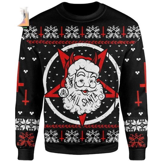 Satanic Christmas Sweater Hail Santa ? Usalast