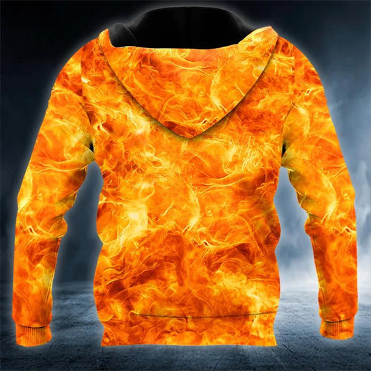 Scary Fire Skull 3D All Over Print Hoodie Men -Moonbestprint