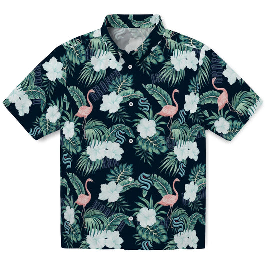 Seattle Kraken Hawaiian Shirt - Flamingo and Hibiscus | Moonbestprint