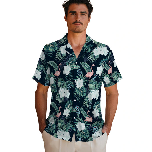 Seattle Kraken Hawaiian Shirt - Flamingo and Hibiscus | Moonbestprint