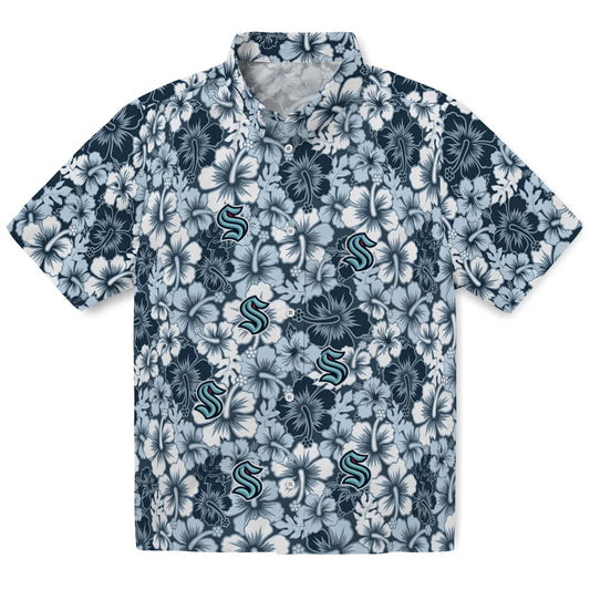 Seattle Kraken Hawaiian Shirt - Hibiscus Blooms | Moonbestprint