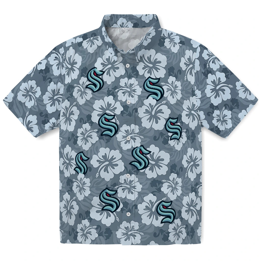 Seattle Kraken Hawaiian Shirt - Hibiscus Cluster | Moonbestprint