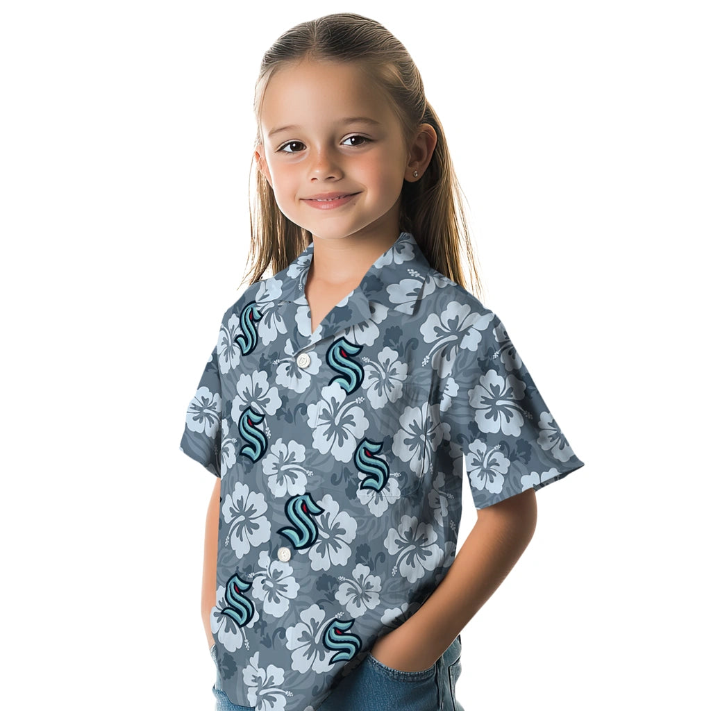 Seattle Kraken Hawaiian Shirt - Hibiscus Cluster | Moonbestprint