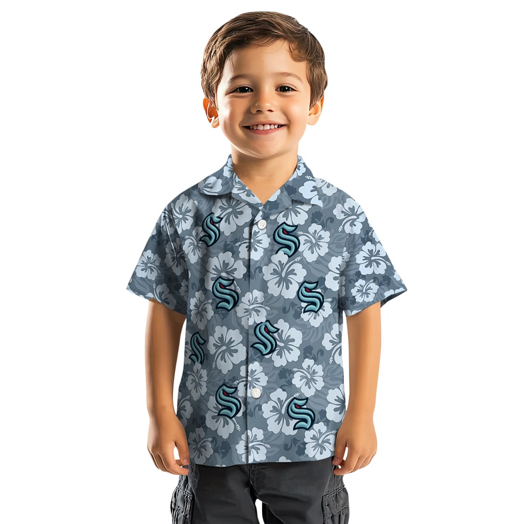 Seattle Kraken Hawaiian Shirt - Hibiscus Cluster | Moonbestprint