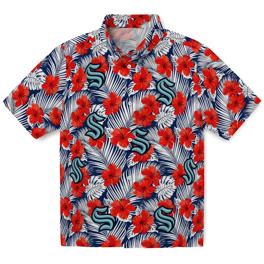 Seattle Kraken Hawaiian Shirt - Hibiscus Fiesta | Moonbestprint