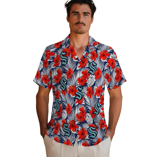 Seattle Kraken Hawaiian Shirt - Hibiscus Fiesta | Moonbestprint