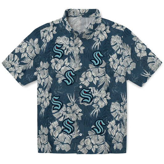 Seattle Kraken Hawaiian Shirt - Hibiscus Flowers | Moonbestprint