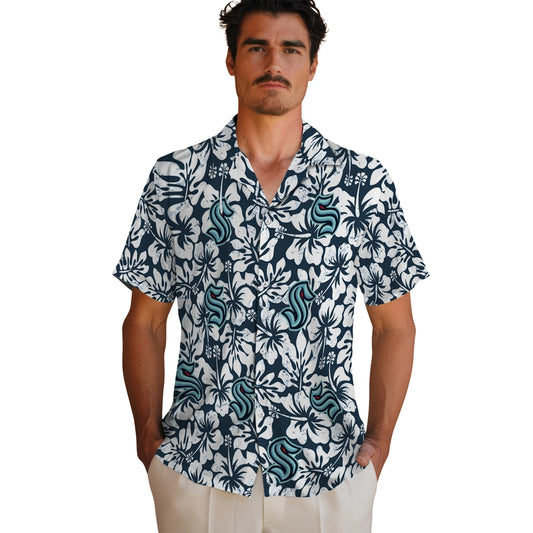 Seattle Kraken Hawaiian Shirt - Hibiscus Motif | Moonbestprint