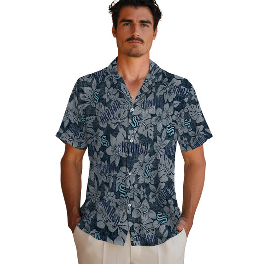 Seattle Kraken Hawaiian Shirt - Hibiscus Oasis | Moonbestprint