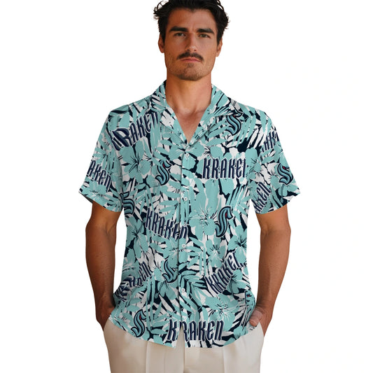 Seattle Kraken Hawaiian Shirt - Hibiscus Overlay | Moonbestprint