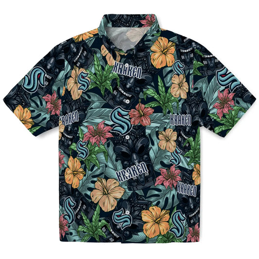 Seattle Kraken Hawaiian Shirt - Hibiscus Tiki Jungle | Moonbestprint