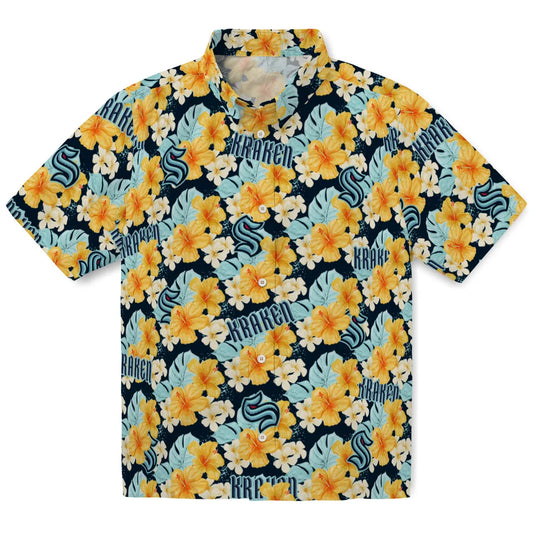 Seattle Kraken Hawaiian Shirt - Hibiscus Tropics | Moonbestprint