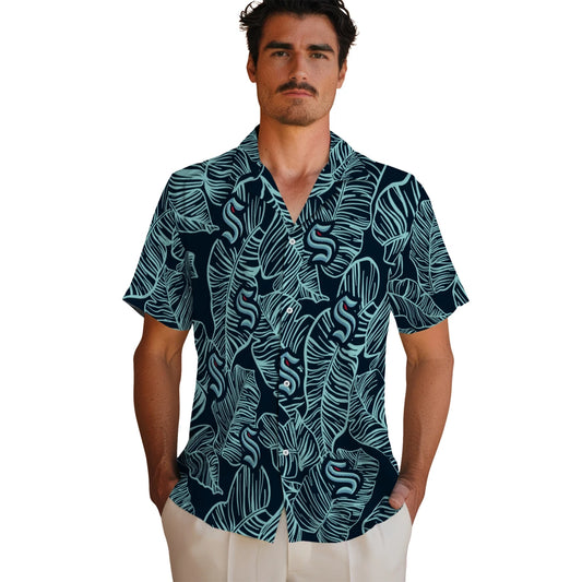 Seattle Kraken Hawaiian Shirt - Leaf Outline | Moonbestprint