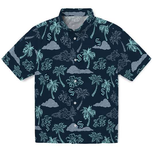 Seattle Kraken Hawaiian Shirt - Palm And Clouds | Moonbestprint
