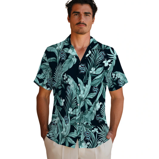 Seattle Kraken Hawaiian Shirt - Palm Leaves | Moonbestprint