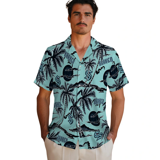 Seattle Kraken Hawaiian Shirt - Palm Sunset | Moonbestprint