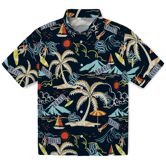 Seattle Kraken Hawaiian Shirt - Palm Tree Island | Moonbestprint