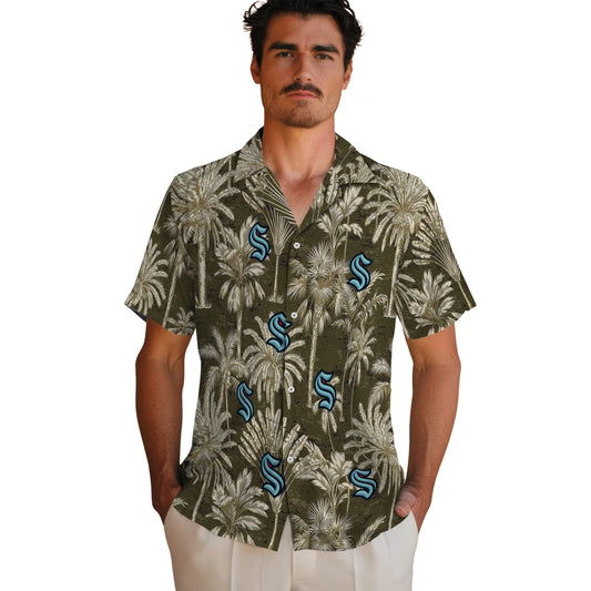 Seattle Kraken Hawaiian Shirt - Vintage Palm Tree | Moonbestprint