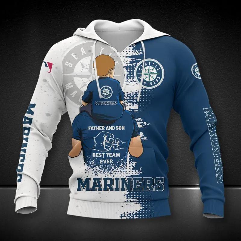 Seattle Mariners Dad And Son MLB All Over Print Hoodie -Moonbestprint