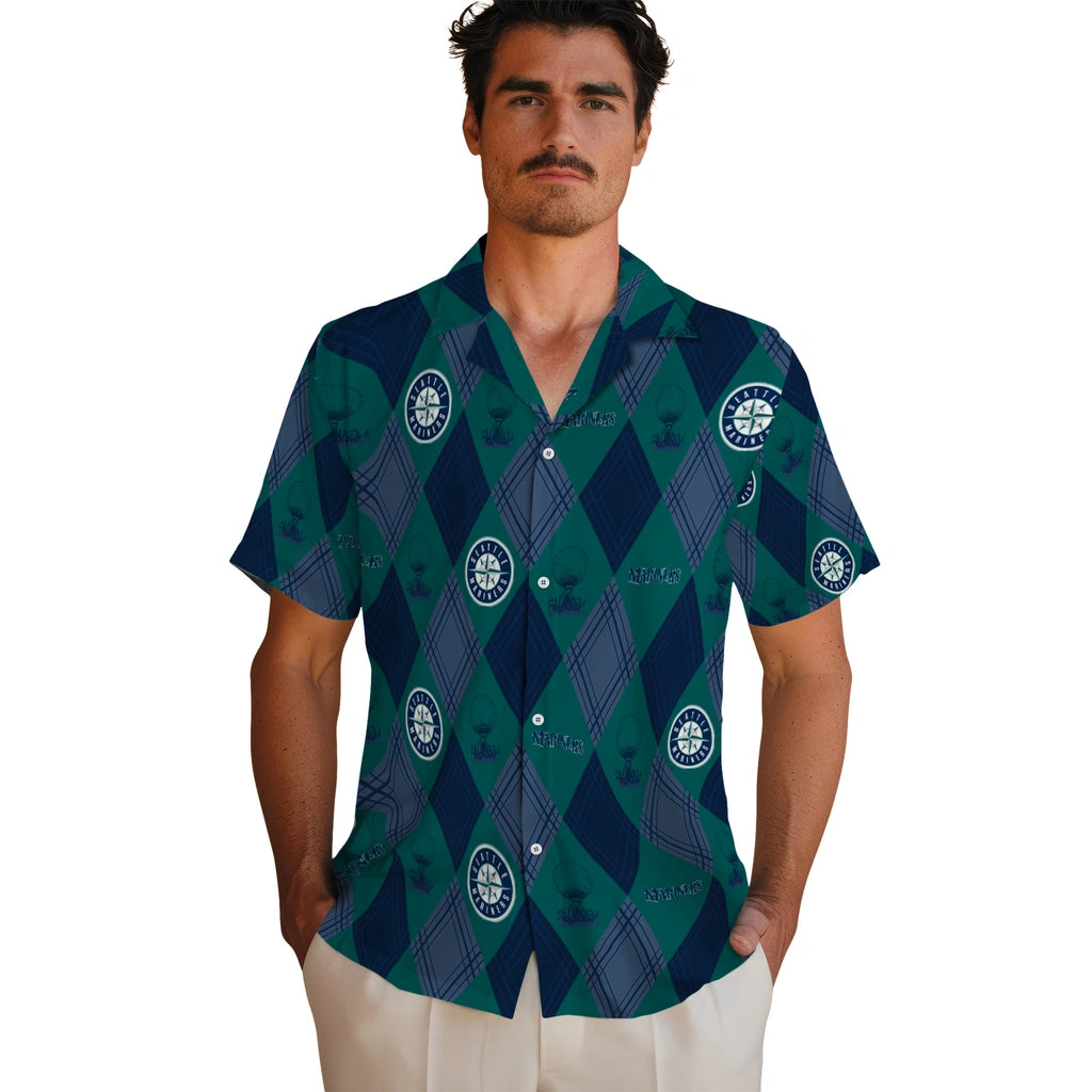 Seattle Mariners Hawaiian Shirt - Golfing Plaid | Moonbestprint