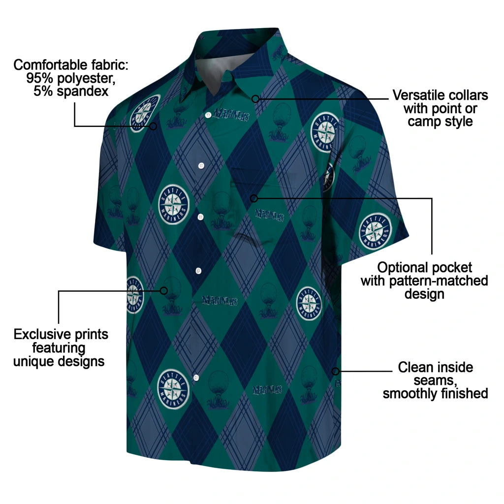 Seattle Mariners Hawaiian Shirt - Golfing Plaid | Moonbestprint