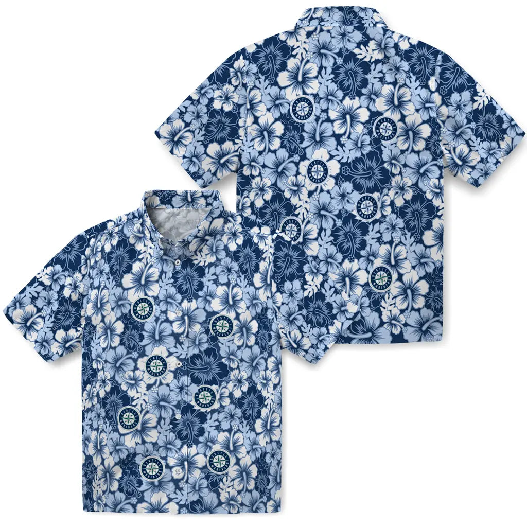 Seattle Mariners Hawaiian Shirt - Hibiscus Blooms | Moonbestprint