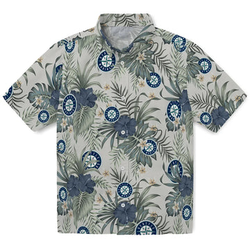 Seattle Mariners Hawaiian Shirt - Hibiscus Designs | Moonbestprint